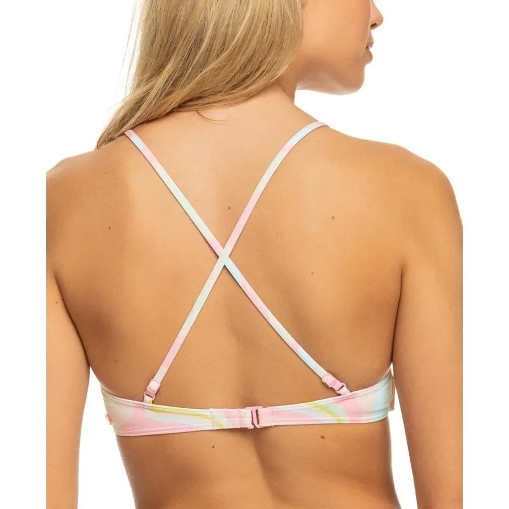 Roxy Womens Juniors Printed Nylon Tankini Swim Top Pink L